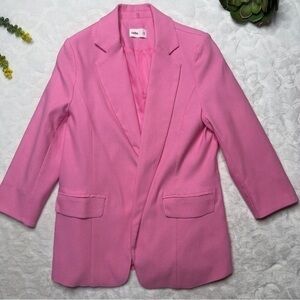 Lolita Caroline Open Front 3/4 Sleeve Oversized Blazer in Bubblegum Barbie Pink